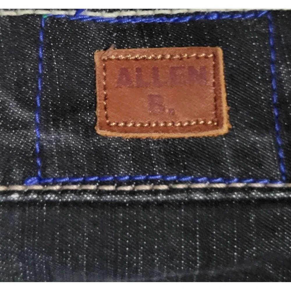 Women's Black Denim Rhinestone Accents Jeans-Size 32‎ Flare Leg Boho 70s